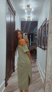 Sage Cold Shoulder Maxi Dress
