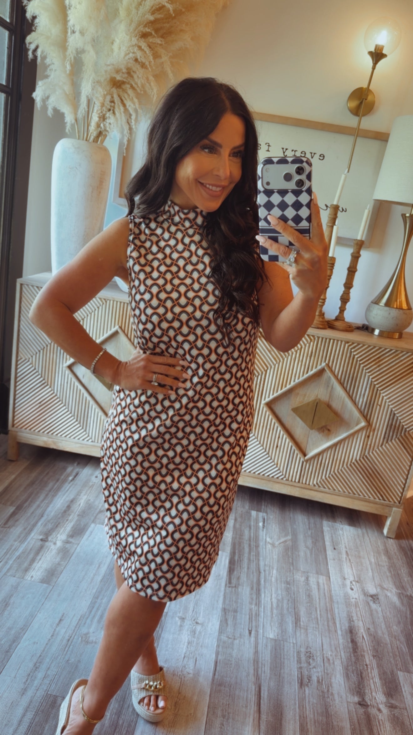 Teal and Gold Chic Pattern Dress