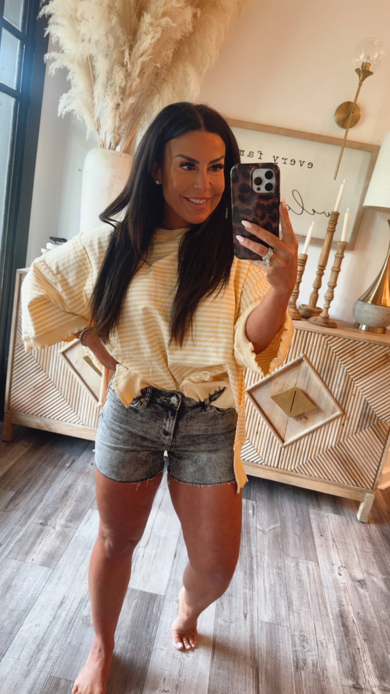 Mica Denim Acid Wash High Rise Shorts