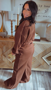 Luxe Chocolate Knit Joggers and Sweater Set