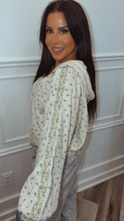 POL Cream And Floral Hoodie