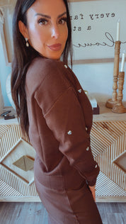 “Heart of Gold” Luxe Ultra Soft Cafe and Silver Heart Studded Sweater