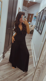 Black Twist Front Tank Jumpsuit