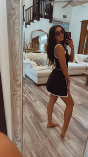 Ultra Soft  Black and White Top and Skort Athletic Set