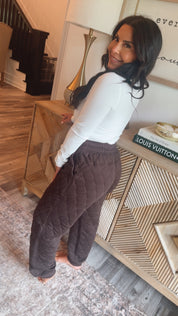 Rae Mode Dark Brown Quilted Lounge Joggers