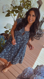 Chic Denim and Floral Jean Dress
