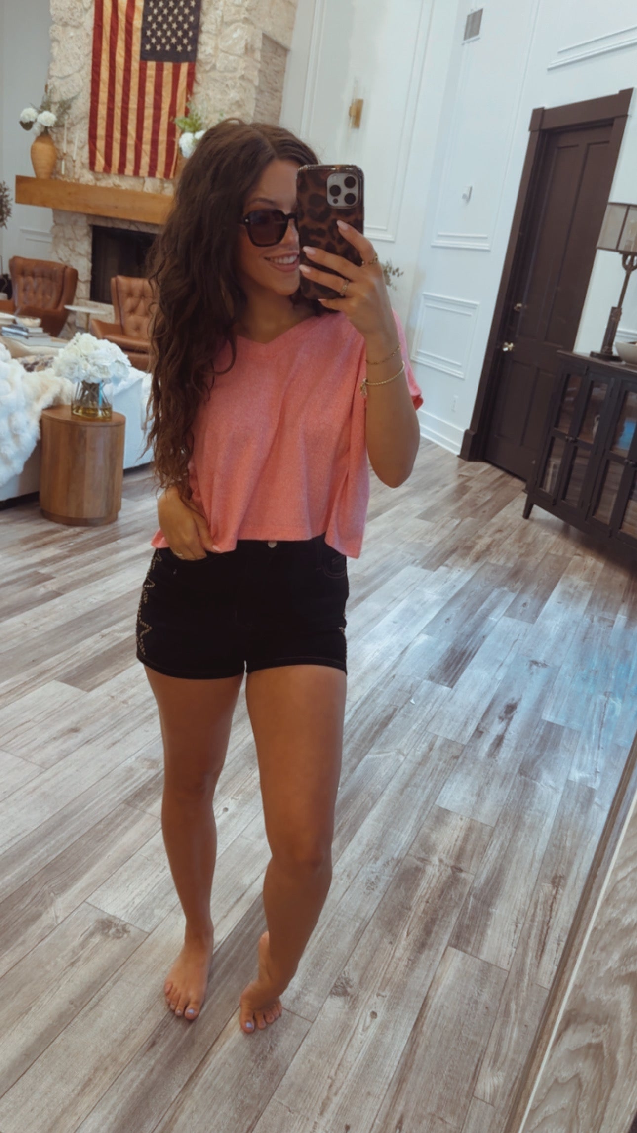 Judy Blue Black Slim Short Star Studded Shorts