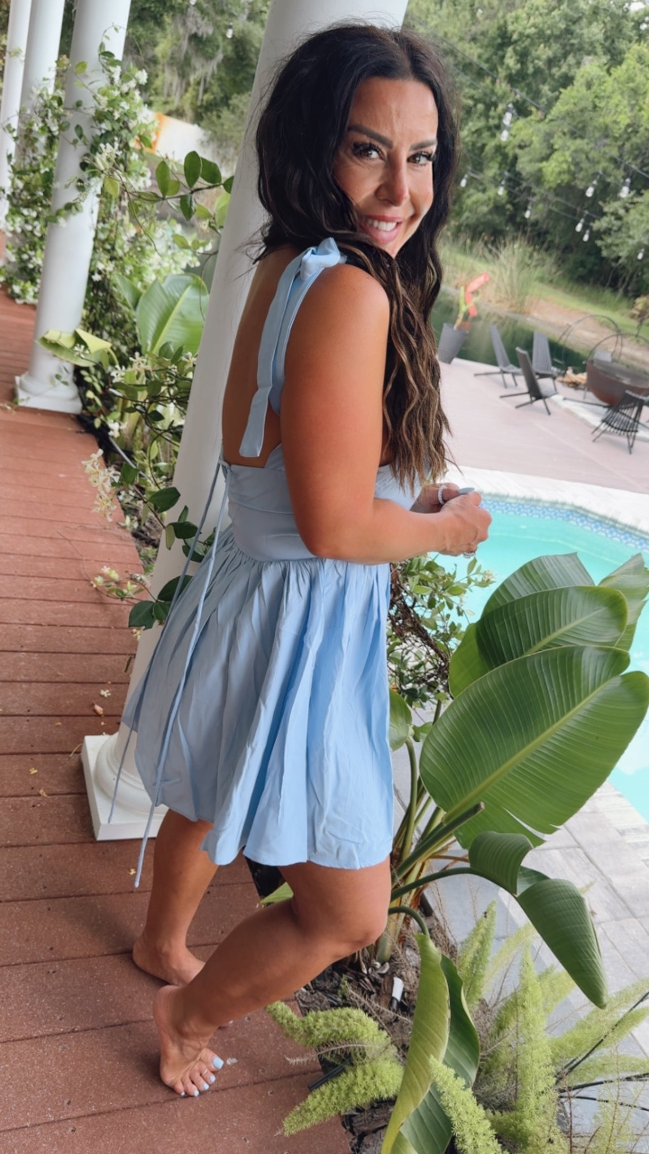 Baby Blue Corset Back Mini Tank Dress