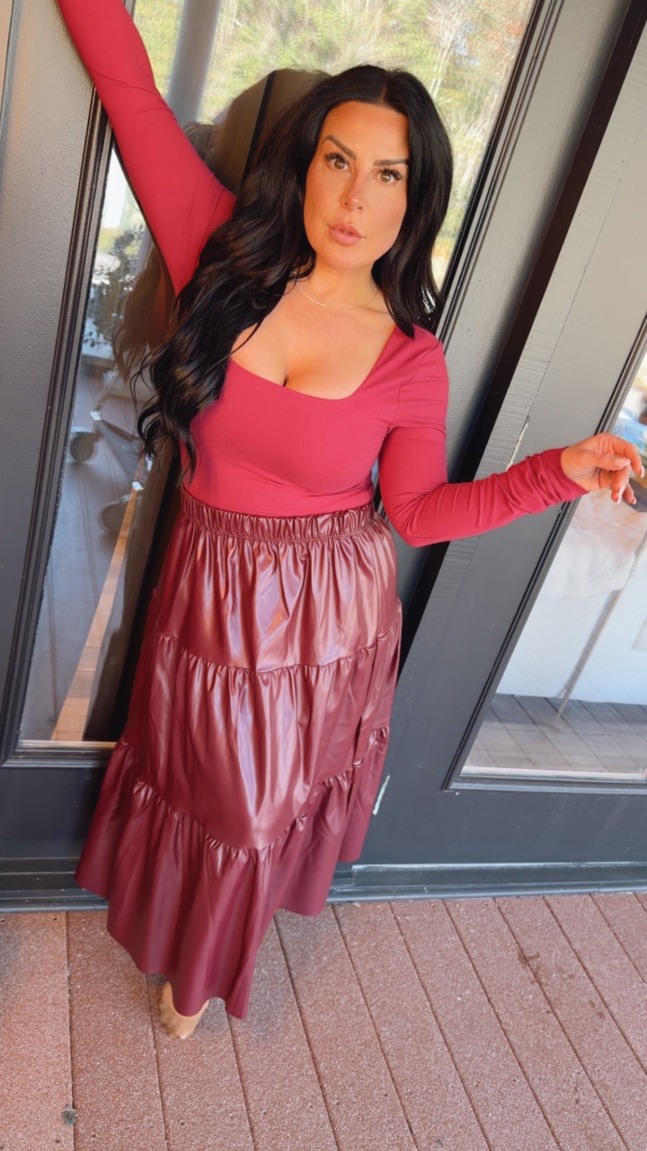 Rae Mode Heaven Soft Square Neck Long Sleeve Top Plum