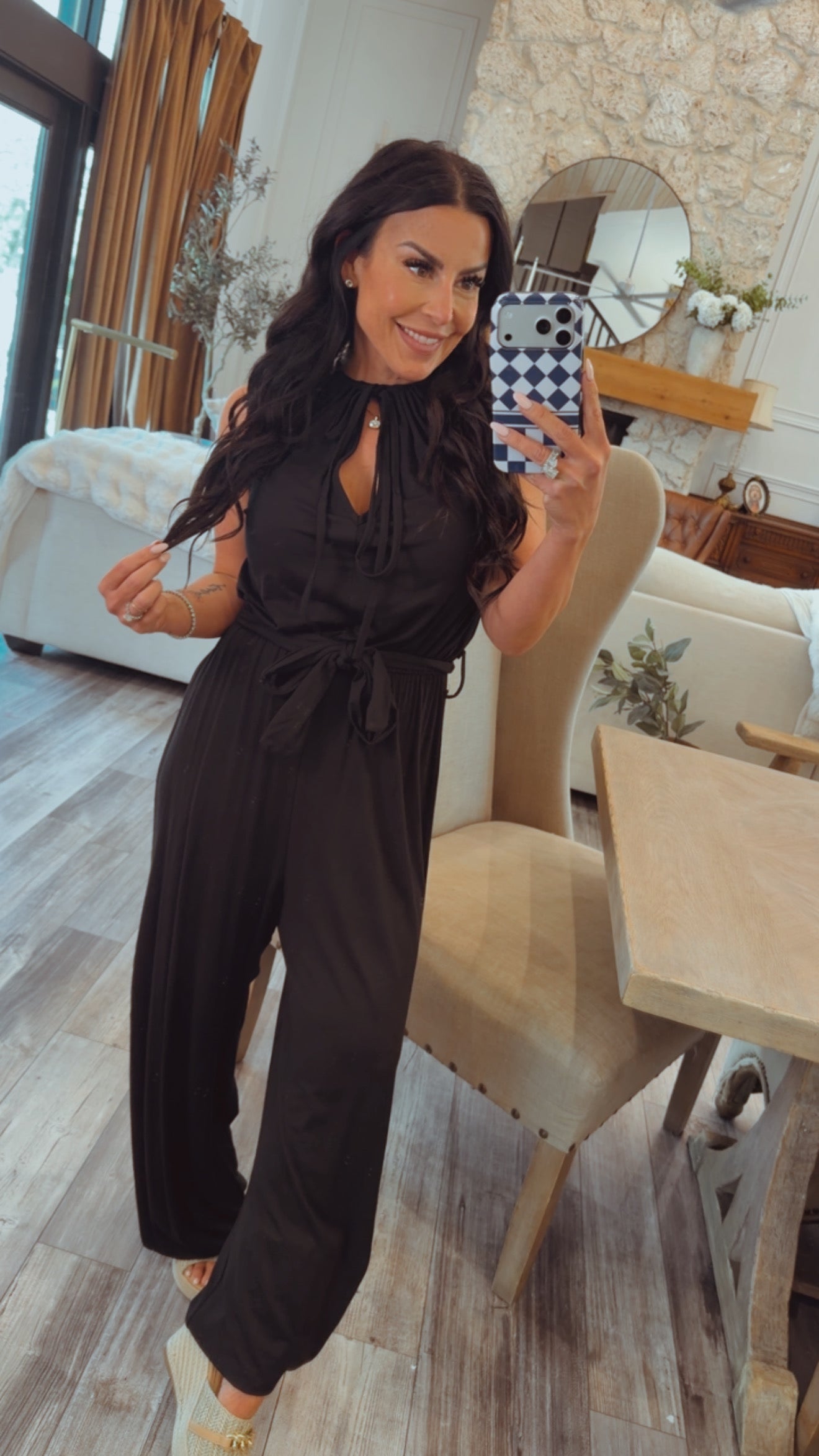 Chic Black Keyhole Jumpsuit