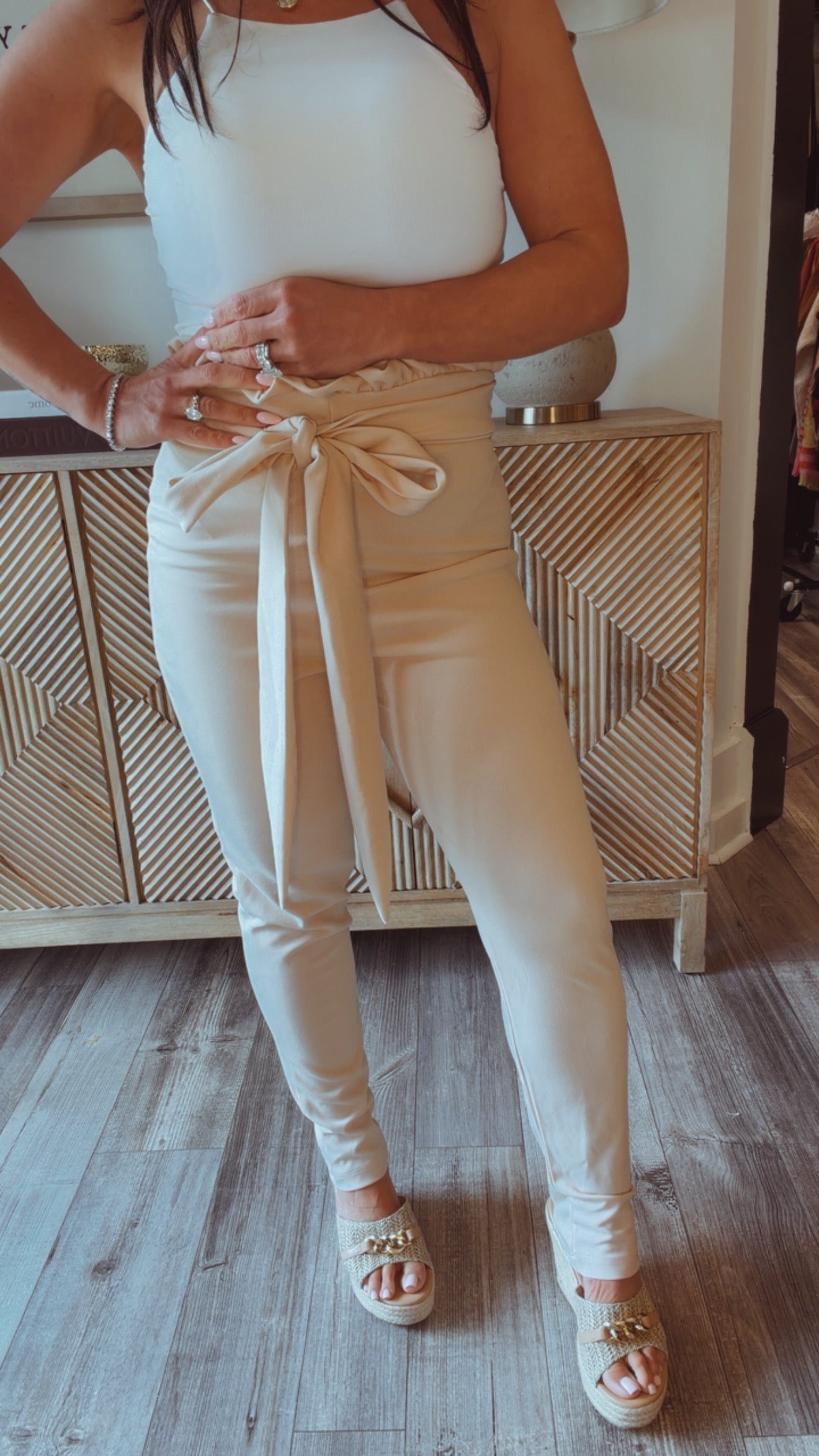 Taupe Ruffle Bottom Pants