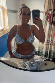 "The Jeaneane"  Bella Neane Custom Floral Blue and White Bikini Bottom