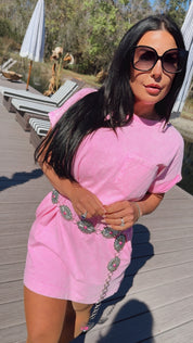 Silver And Fuchsia  Stone Belt