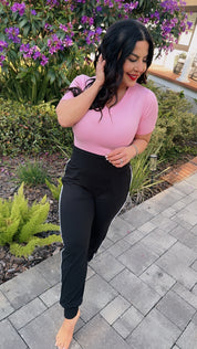 Pink Short Sleeve Ultra Soft Vneck Bodysuit