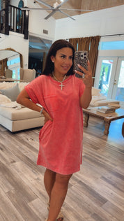 Ultra Soft Hot Pink Acid Wash TShirt Dress