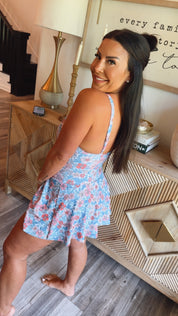 Chic Blue and Multi Floral One Piece Swim Suit