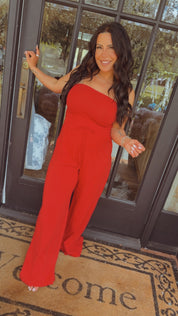 Sassy Red Sleeveless Jumpsuit