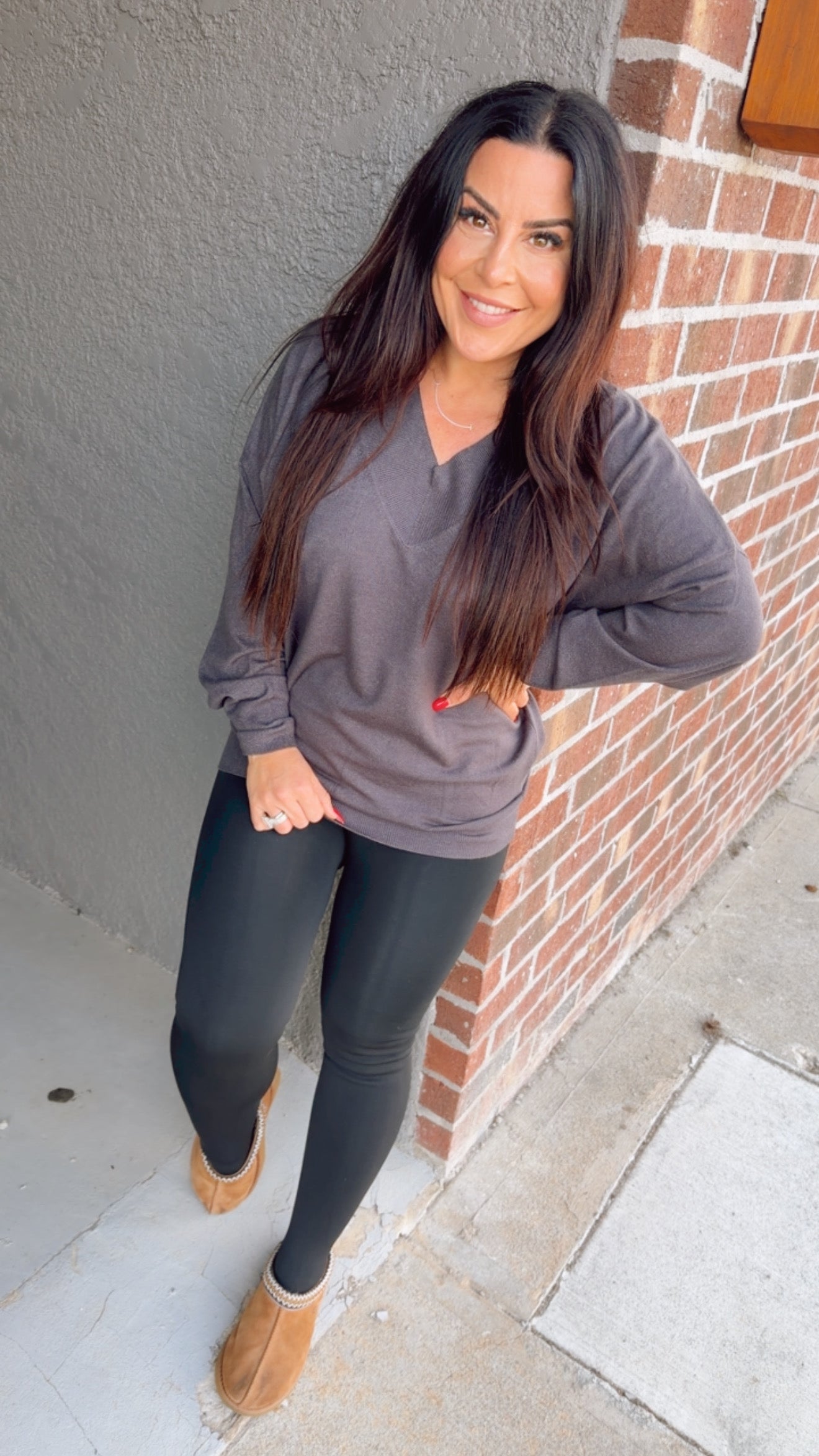 Charcoal Ultra Soft Cashmere Sweater Top