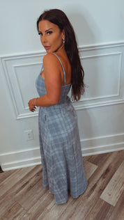 Stitch and Co Denim Gingham Chambray Midi Dress
