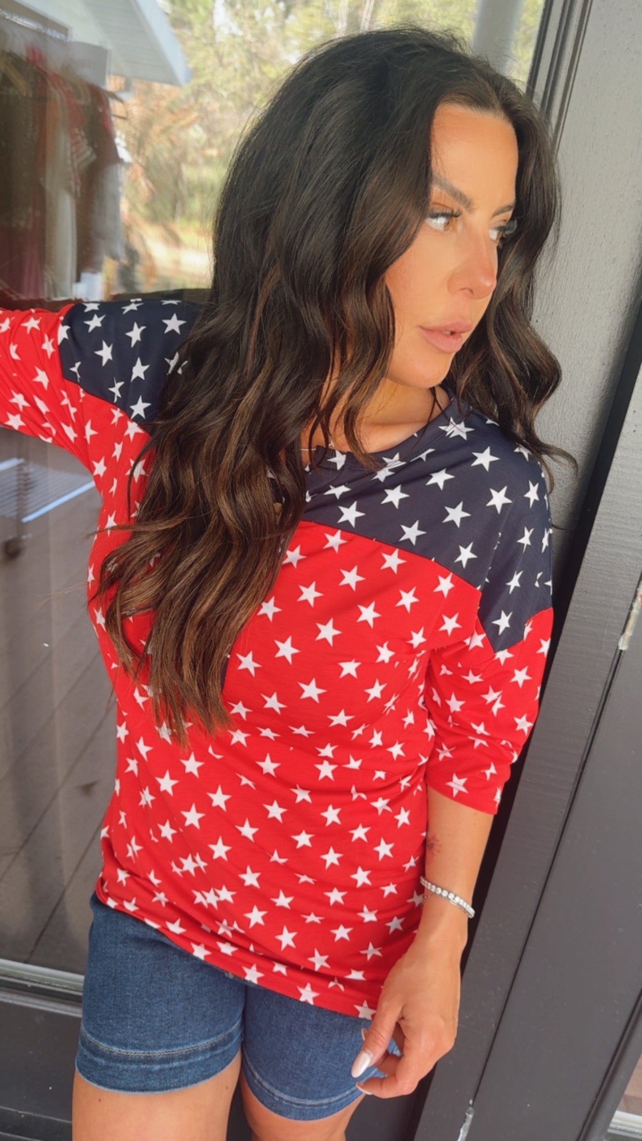 American Flag Button Up Top