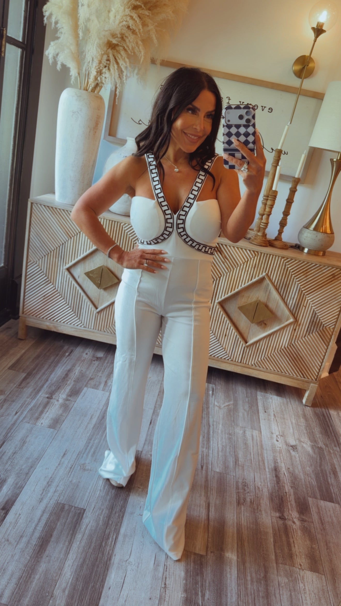 White and Black Luxe JumpSuit