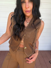 Diva Mocha  Sparkle Vest and Pants Set