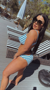 "The Harper" Bella Neane Custom Blue and White Stripe Bikini Bottom