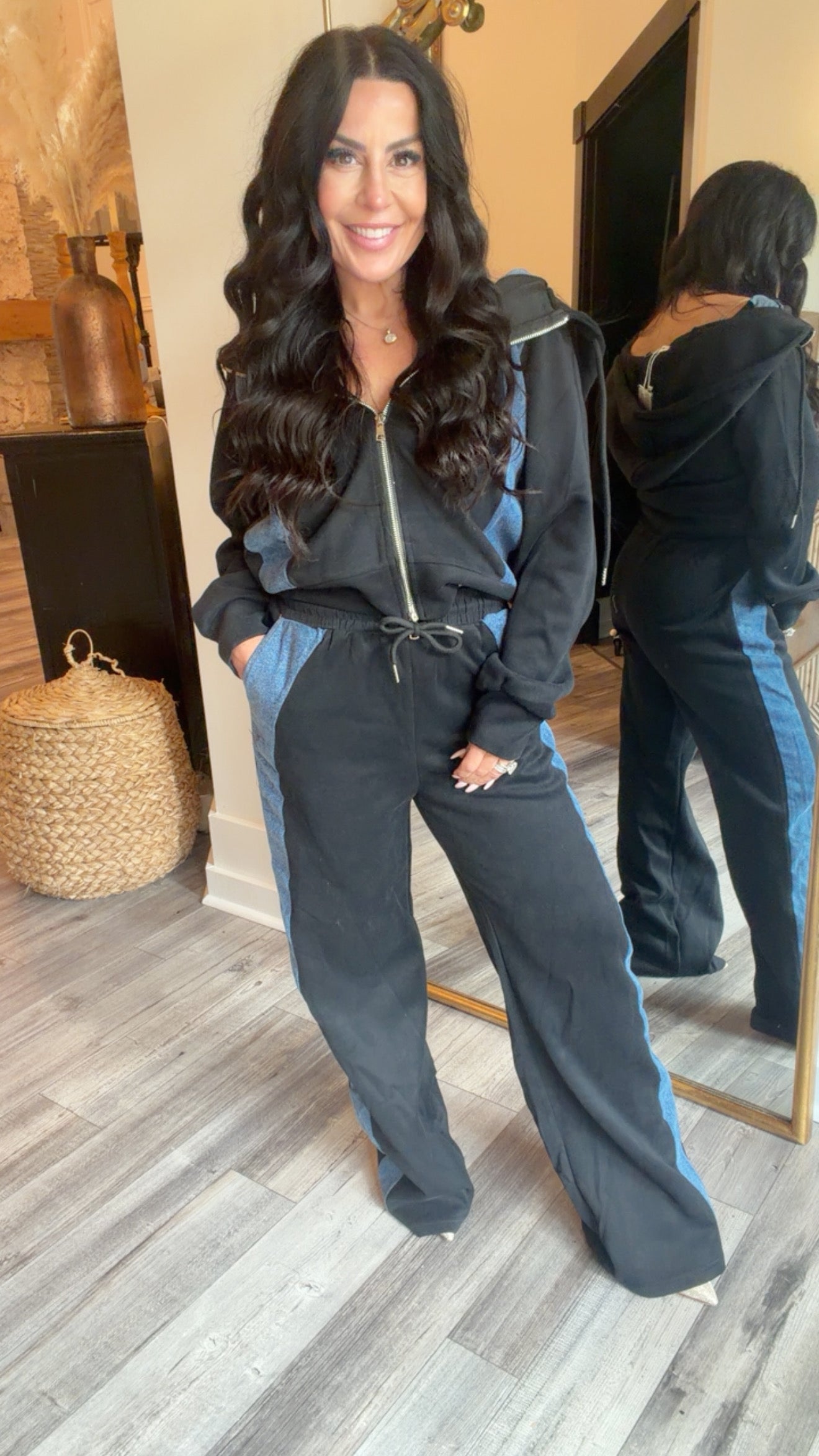 "Run the World" Jogger Set Navy and Black Luxe Hoodie and Jogger Set
