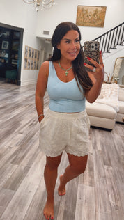 Yelete Baby Blue Seamless Reversible Stonewashed Ribbed Tank