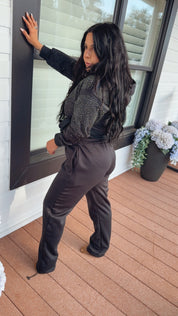 Black Rhinestone Bling Studded Joggers