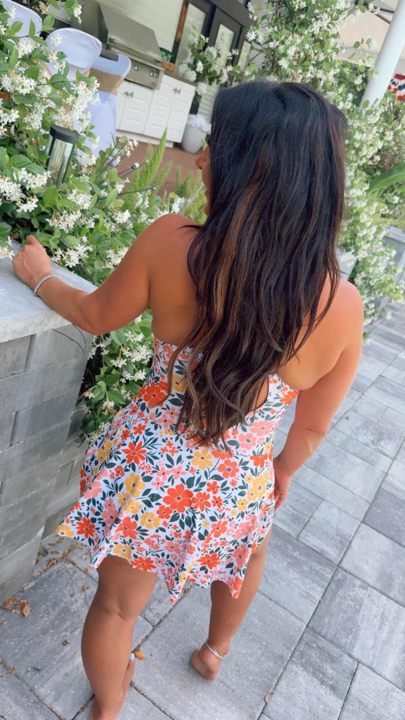 Yellow and Floral One Piece Bathing Suit Dress