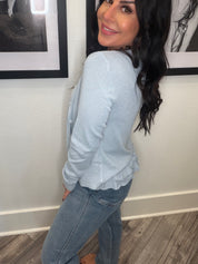 Light Blue Knit Two piece Cami Tank And Sweater Top Set