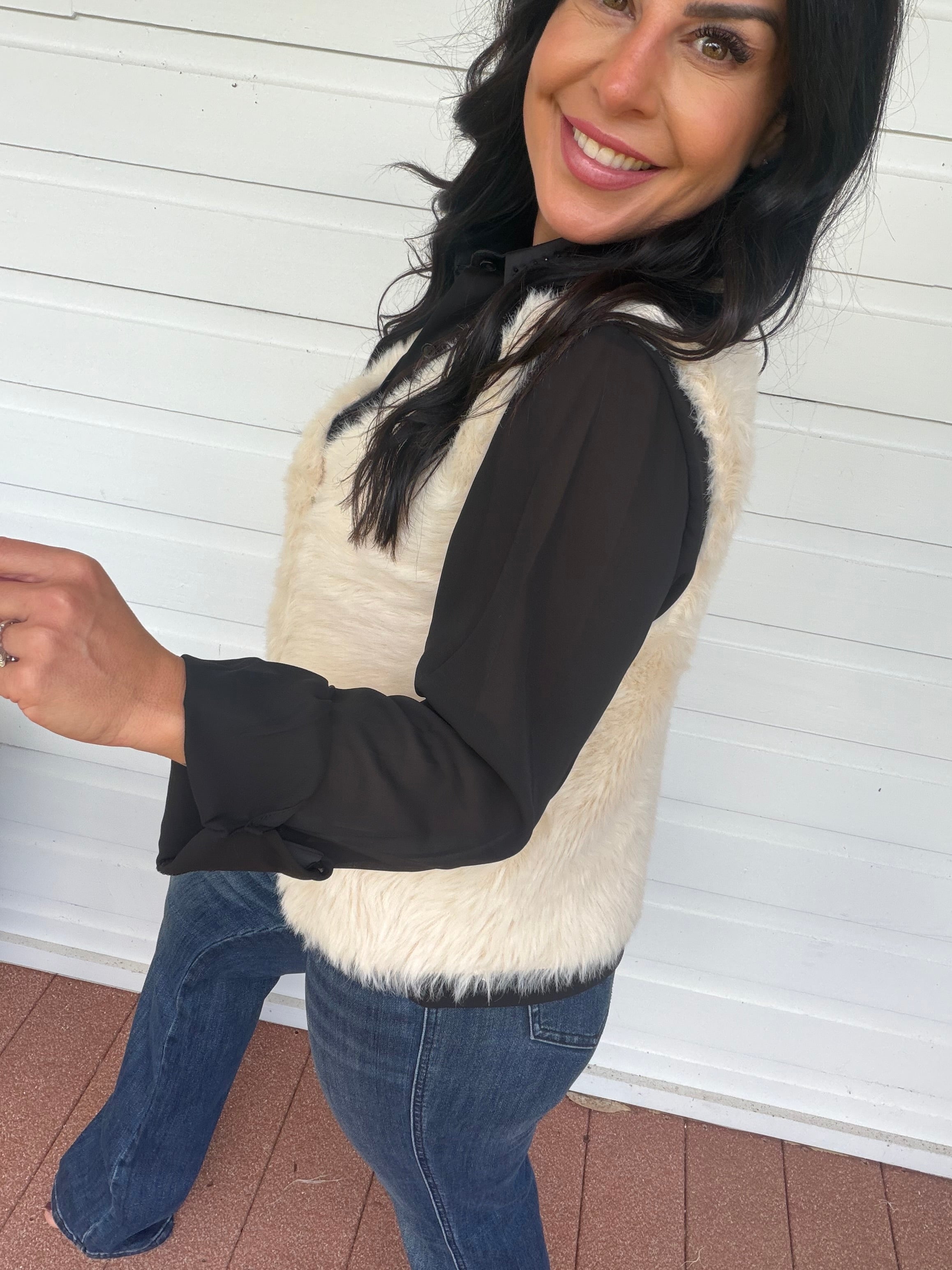 Cream Crush Faux Fur Vest