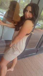 Light Brown Tank Romper With Pockets