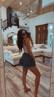 Denim High Waist Chic Pleated Shorts