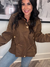 Luxe Brown and Gold Button Jacket