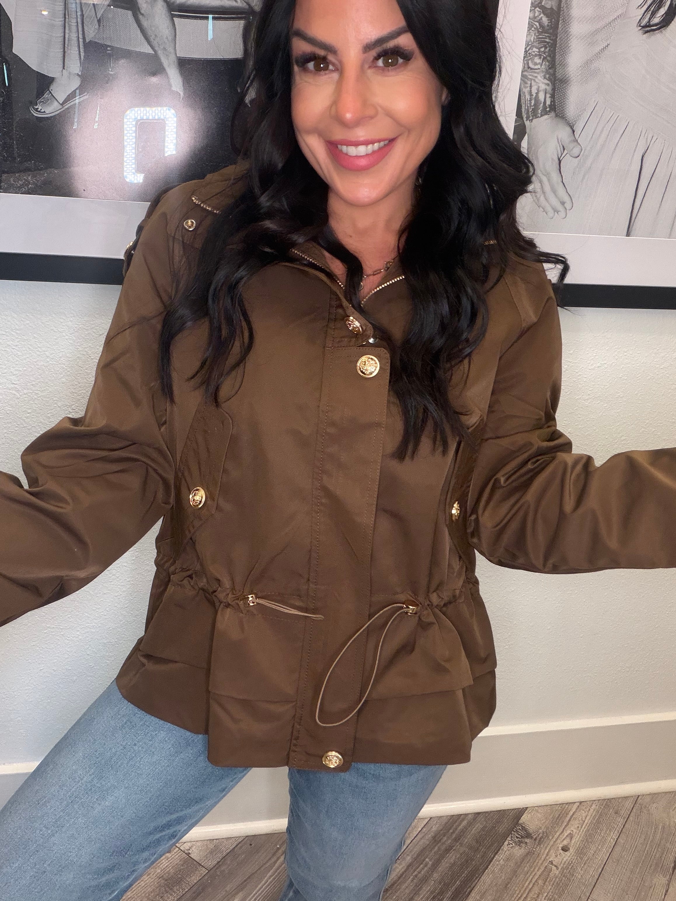 Luxe Brown and Gold Button Jacket