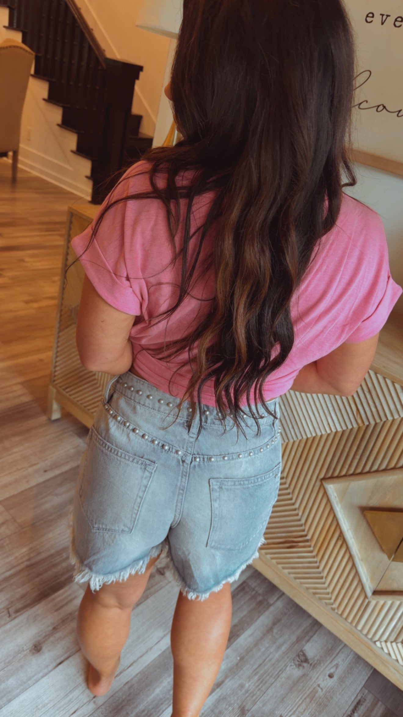 Mica Denim Raw Hem Studded Jean Shorts
