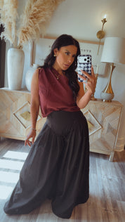 Wine Chic One Shoulder Loose Fit Blouse
