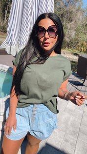 Ultra Soft Olive Oversized Heaven Soft Top