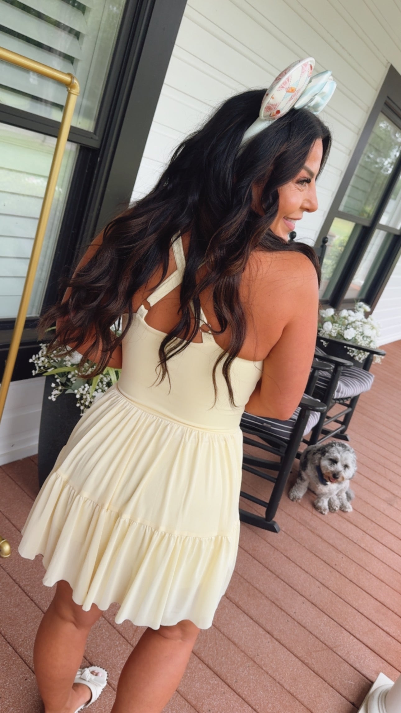 Sassy Yellow Twirl Athletic Dress With Shorts and pocket