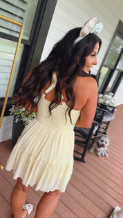 Sassy Yellow Twirl Athletic Dress With Shorts and pocket