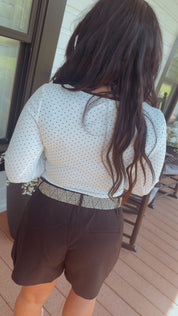 Stich and Co Chic Black Shorts With Cream Belt