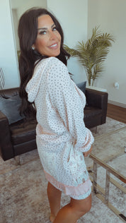 POL  Pink and Floral Zip Up Hoodie