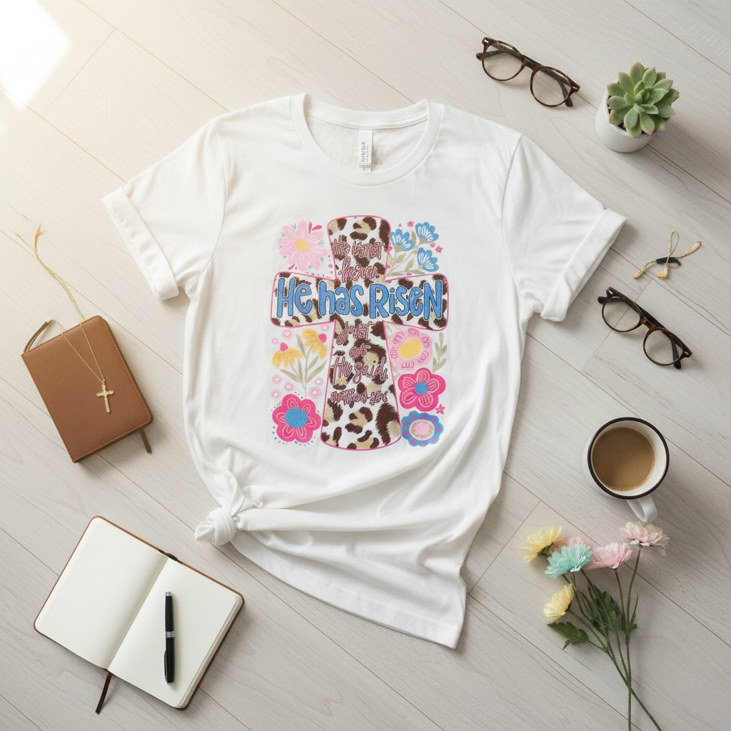 He Is not here White Graphic Top