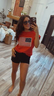 Soft Red American Flag Top