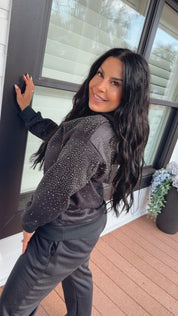 Black Bling Studded Hoodie