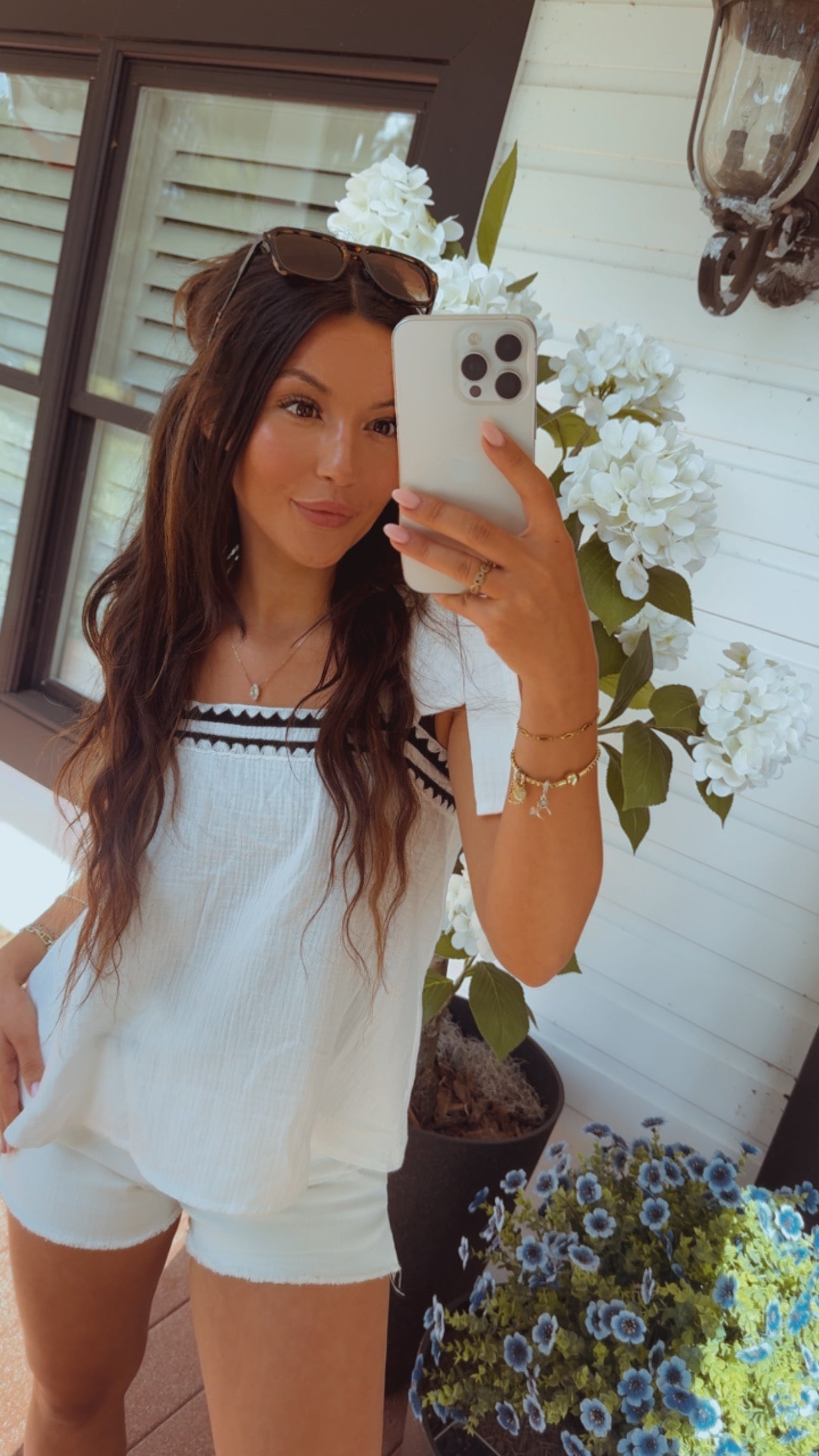 Chic White And Navy Tank