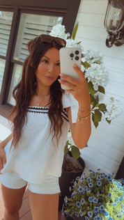 Chic White And Navy Tank