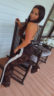 Sassy Black And White Lace Cover Up Pants